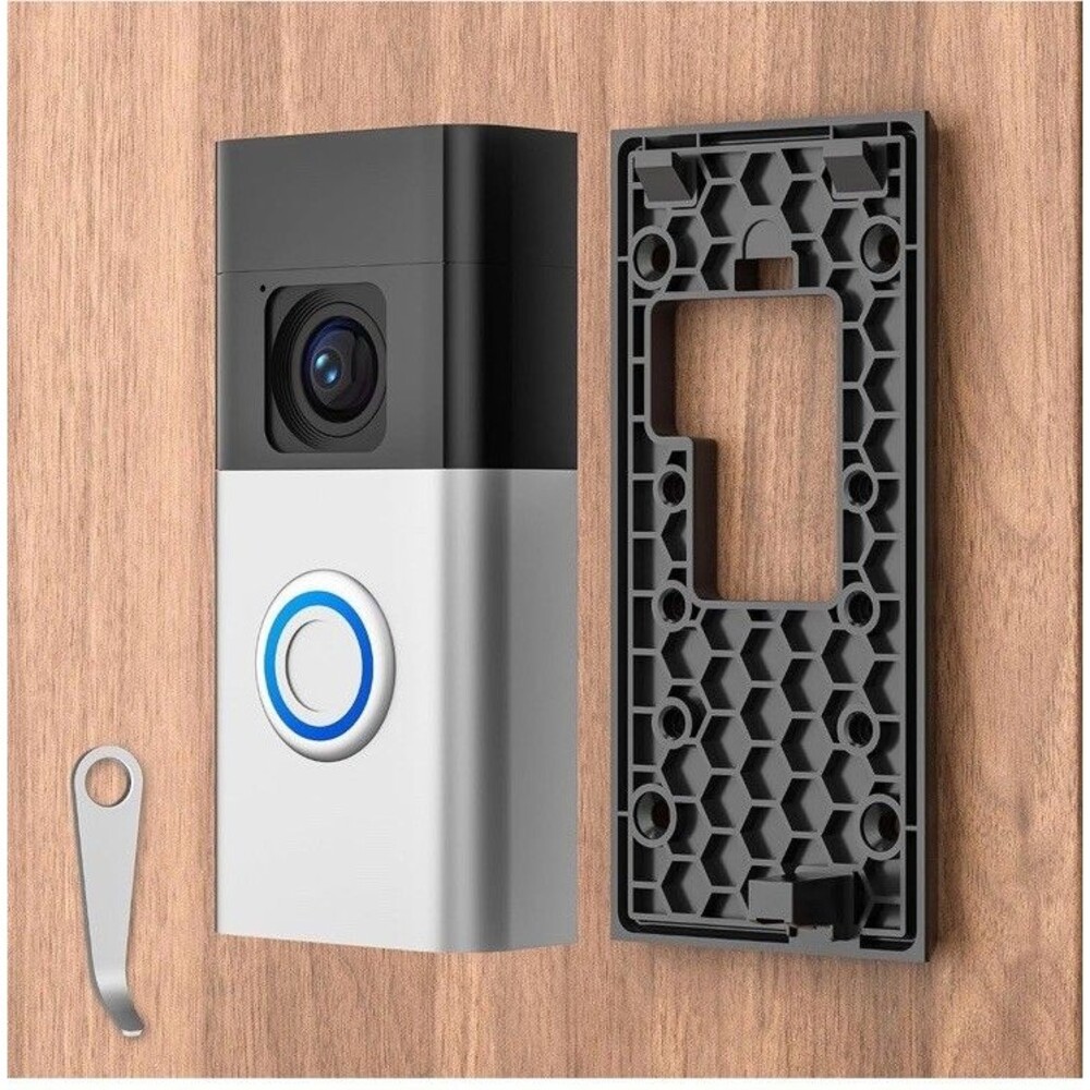 No-Drill Adhesive Video Doorbell Mount Compatible with Battery Black